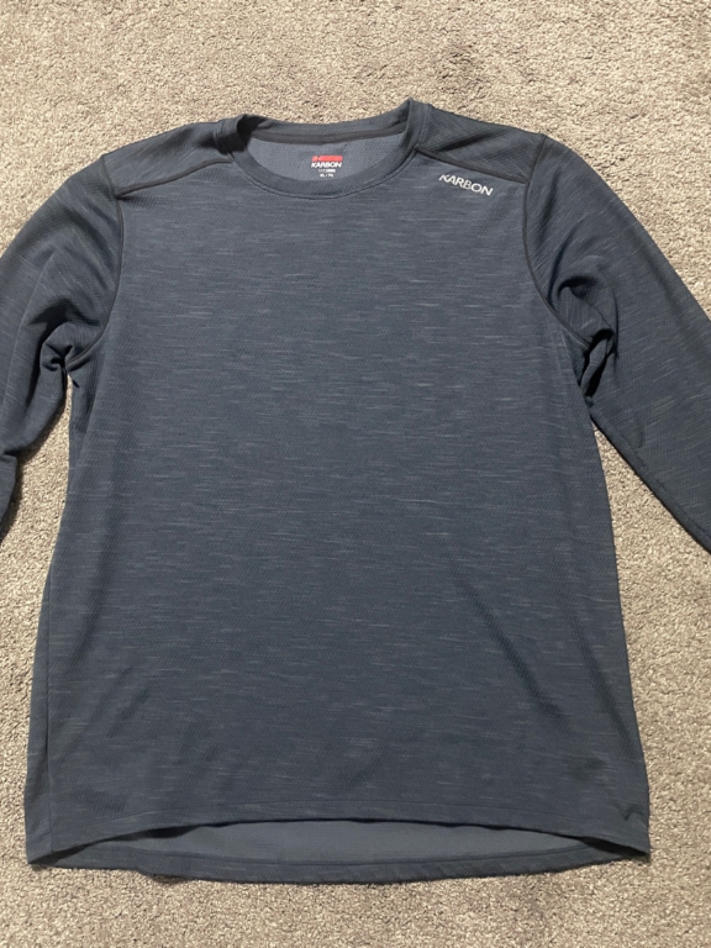 Karbon Men's Long-Sleeve Crewneck Performance Shirt - Charcoal